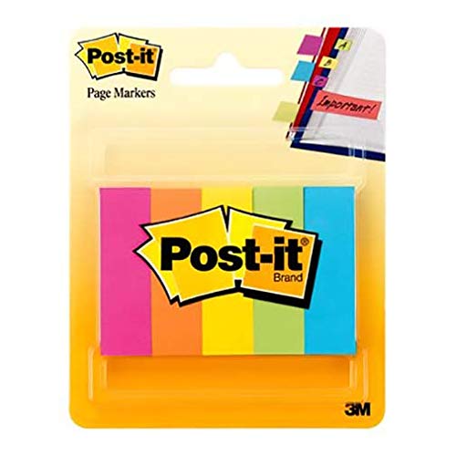 Page Markers 0.5 x 1.75 in (12.7 x 44.4 mm) Assorted colors, 5 colors/pack | Mark, Highlight, Color Code | No damage | Page Markers | Book Tabs | Small Sticky Notes
