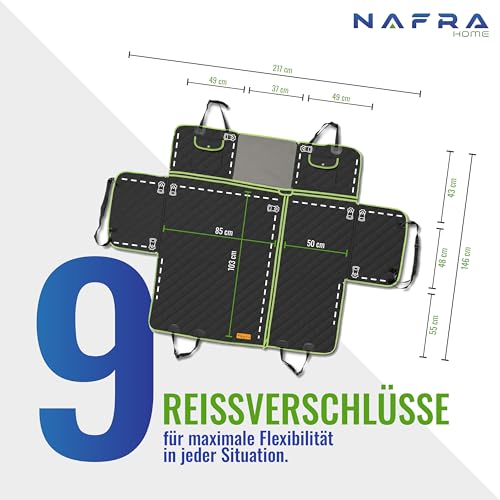 Nafra Home Rückbankschutz Hund 6-in-1 – Sitzschutz Auto Wasserdicht 600D Mit Netzfenster Und Seitenschutz – Schonbezüge Auto Universal Für Rücksitz Vorder- Und Kofferraum
