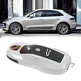 Jaronx Compatible with Porsche Key Fob Cover, Key Cover Shell Case Compatible with Porsche Cayenne Panamera Macan Cayman 911 (Chalk/Light Grey)