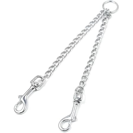 Ancol Double Dog Coupler Lead – Walk 2 Dogs With One Leash, Black Nylon & Chain