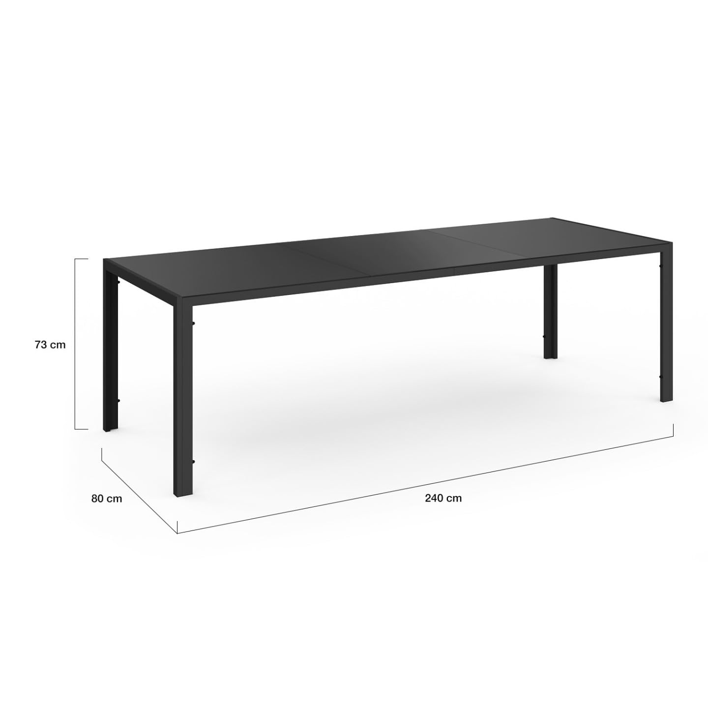 IDMarket - Salon de Jardin Madrid Table 240 CM et 10 chaises empilables Noir