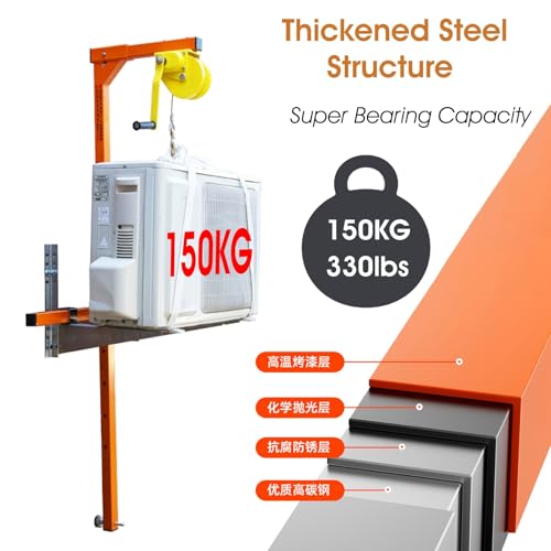 HVAC Sollevatore di sollevamento 150 kg per unità CA, gru manuale portatile con bracci in acciaio regolabili, strumento essenziale per installazione esterna e configurazione del sistema split
