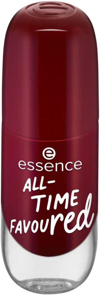 essence gel nail colour, Gellack, Nagellack, Nr. 14 ALL-TIME FAVOUred, rot, Expressergebnis, langanhaltend, farbintensiv, yellowish, glänzend, ohne Acetone, vegan, Mikroplastik Partikel frei (10ml)