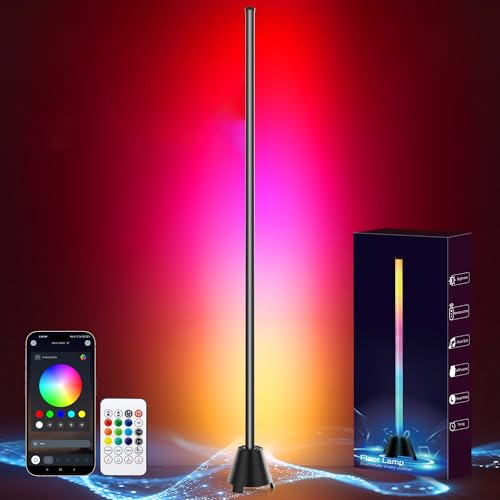 Image of Smart Corner Floor Lamp, RGBICW Color Changing Lamps for Living Room