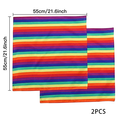 2 peças lenço de cabeça arco-íris | Bandeira colorida do arco-íris do orgulho impresso tecido fino d