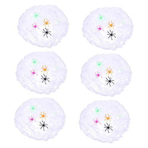 Housoutil 18 Juegos de Algodón Estirables para Halloween con Arañas de Colores Decoración Espeluznante para y Fiestas Telaraña Flexible y Reutilizable para Casa