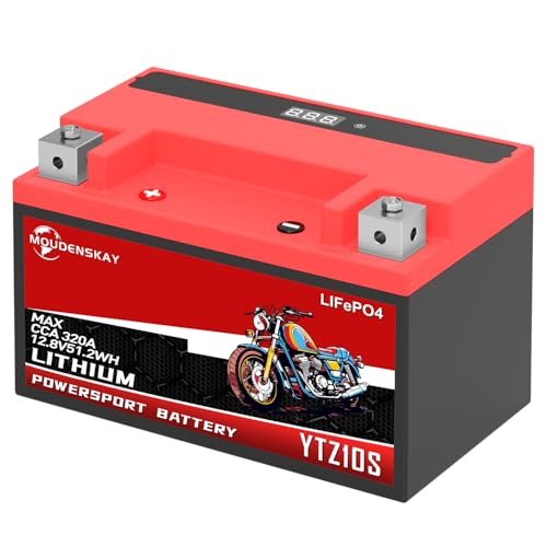 MOUDENSKAY Batterie Moto Lithium 12V Lithium Powersports Batterie avec BMS et affichage,51.2WH 4AH 300CCA YTZ10S Batterie Lifepo4 Moto Démarrer la...