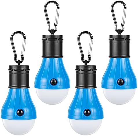 LED Camping Lights [4 Pack] Doukey Portable LED Tent Lanterns 4 Modes for Backpacking Camping Hiking Fishing Hurricane Outage Emergency Light Battery Powered Lamp for Outdoor and Indoor (Blue)