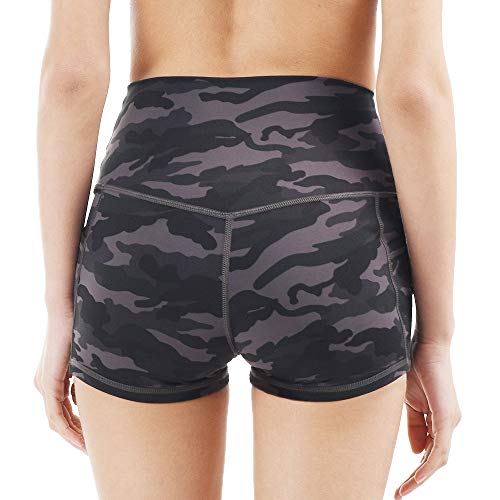 Short de ioga feminino JNVNI de cintura alta de 20,32 cm/7,62 cm com bolsos para treino, corrida, co