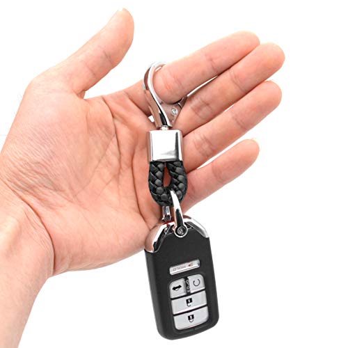 Mechcos Car Key Fob Keychains Leather Keys Chain Holder With D-Ring For Men And Women With Screwdriver And Key Rings, 1 Pack Black #TOP3