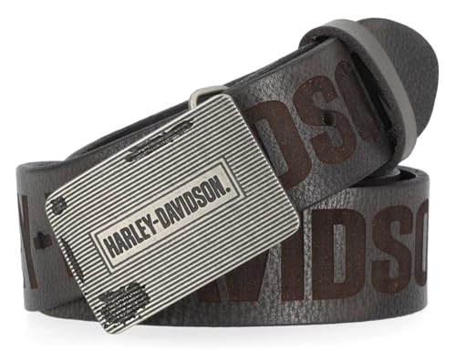 Harley-Davidson Men's Grunge H-D Logo Repeat Genuine Leather Belt – Black