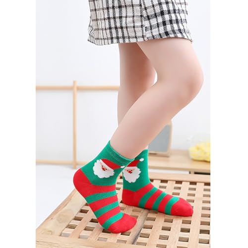5 Pairs Kid Girls Boys Christmas Socks Casual Comfy Toddler Xmas Holiday Socks Cute Unisex Kid Crew Socks3