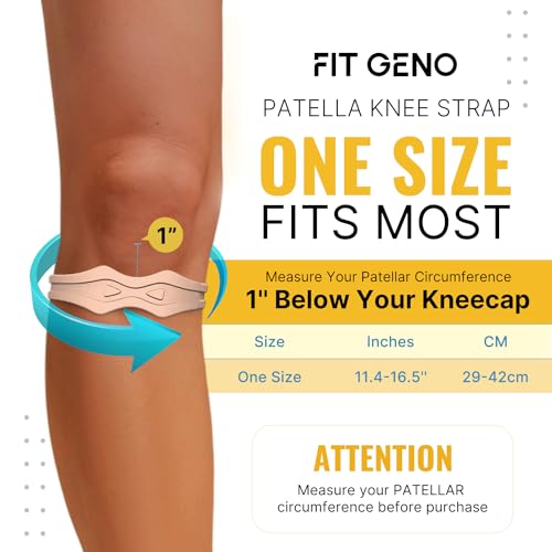 Image of Fit Geno Knee Strap Patella Support: Knee Band for Patellar Tendon Pain Relief - Knee Brace for Tendonitis Jumpers Running Sports Basketball Men Women 2 Packs (Beige)
