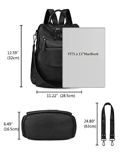 Image of Uromee Backpack Purse for Women Vegan Leather Ladies Fashion Travel Shoulder Bag Convertible