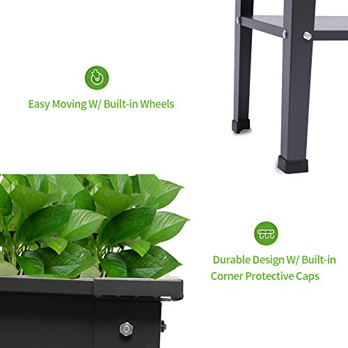 Fit Right Easy Moving Metal Raised Garden Bed for Outdoor Backyard with Wheels, Outdoor Planters 40x12x31.5in, Black (Without Wheels)