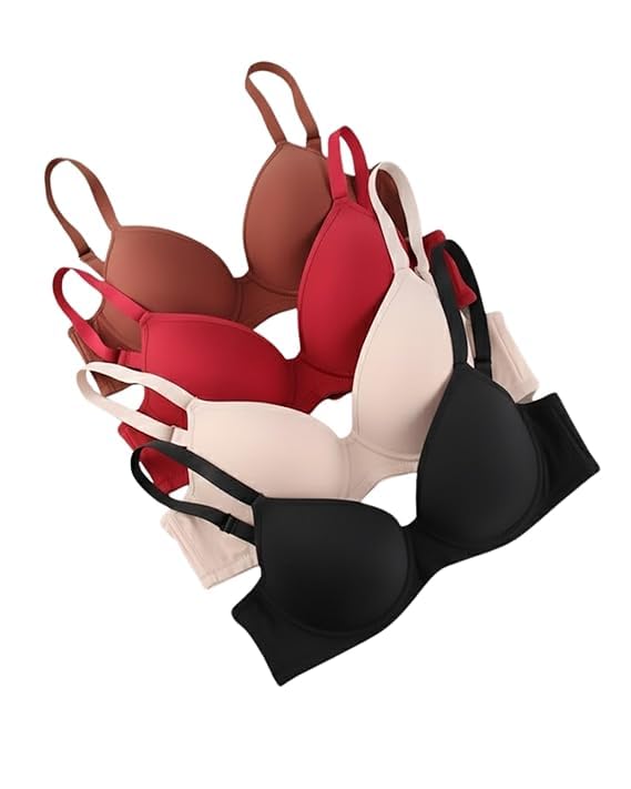 Women's Nylon Lycra Padded Non-Wired Full Coverage Everyday Bra (Pack of 2) (Color As Per Availability)