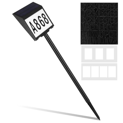Plaque Numéro Maison Solaire Solution Éclairage Extérieur Noir