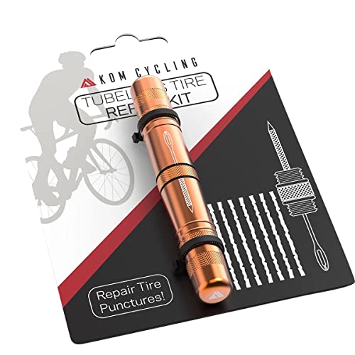 Image of KOM Cycling Tubeless Tire Repair Kit for Bikes - 8 Colors! Fixes Mountain Bike and Road Bicycle Tire Punctures - Includes Tire Repair Fork and Reamer, 8 Bacon Strips. Tubeless Bike Tire Repair Kit