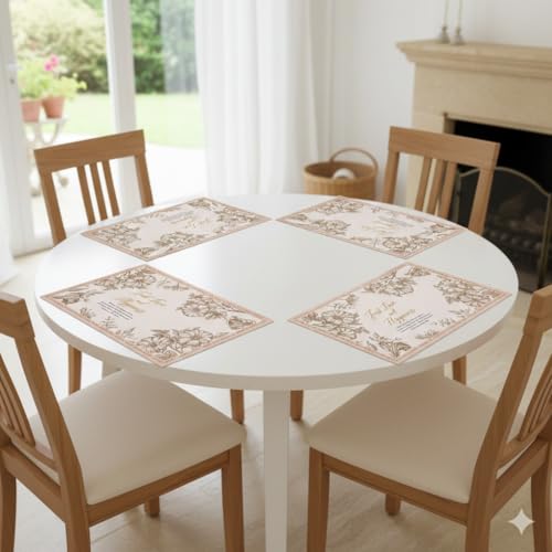 Image of YELONA Leather Dining Table Placemats Set of 4 - Waterproof, Heat Resistant, Anti-Slip, Easy to Clean Table Mats for Dining Table, Kitchen & Home Decor (Blush Pink, 40 x 30 cm)