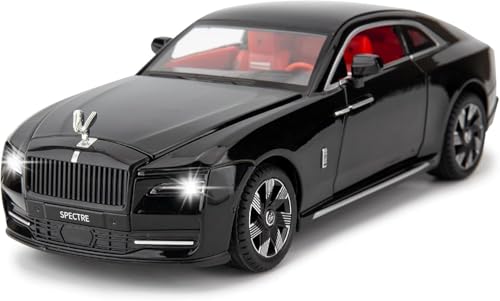 Image of BlackZone Compatible for 1 /24 Scale Rolls Royce Spectre Diecast Model Car Toy, Zinc Alloy Pull Back car with Openable Doors, Sound and Light Car Toy for Kids Boys and Girls (1:24 Spectre - Black)