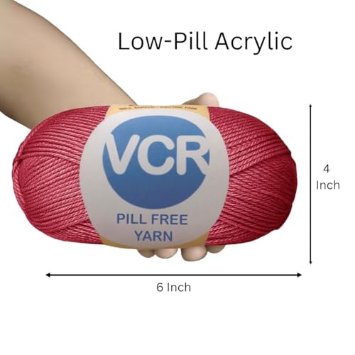 Image of VCR Maroon Yarn, Pill-Free Soft Knitting Yarn, 100 Grams Hank, 263 Meters Length, Low-Pill Acrylic Yarn, Soft Crosia Threads, Pack of 1, Suitable for Beanies, Caps and Gloves
