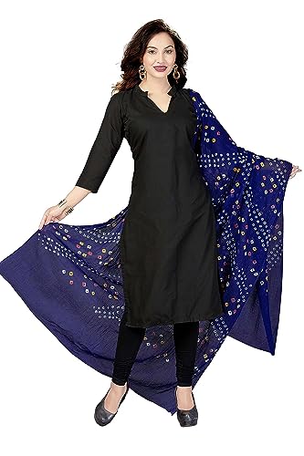 Women's Cotton Bandhani Dupatta (Blue)2