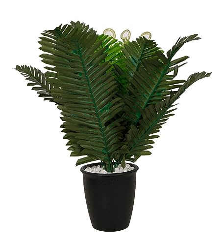 Image of Foliyaj Artificial Fern Plant with Plastic Black Pot with Embedded White Stones for Home and Office Decor | 38 cm Tall