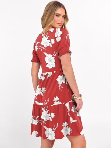 Image of ANRABESS Women Summer Square Neck Puff Short Sleeve Mini Dress 2026 Casual Flowy Sundress Beach Vacation Clothes with Pockets