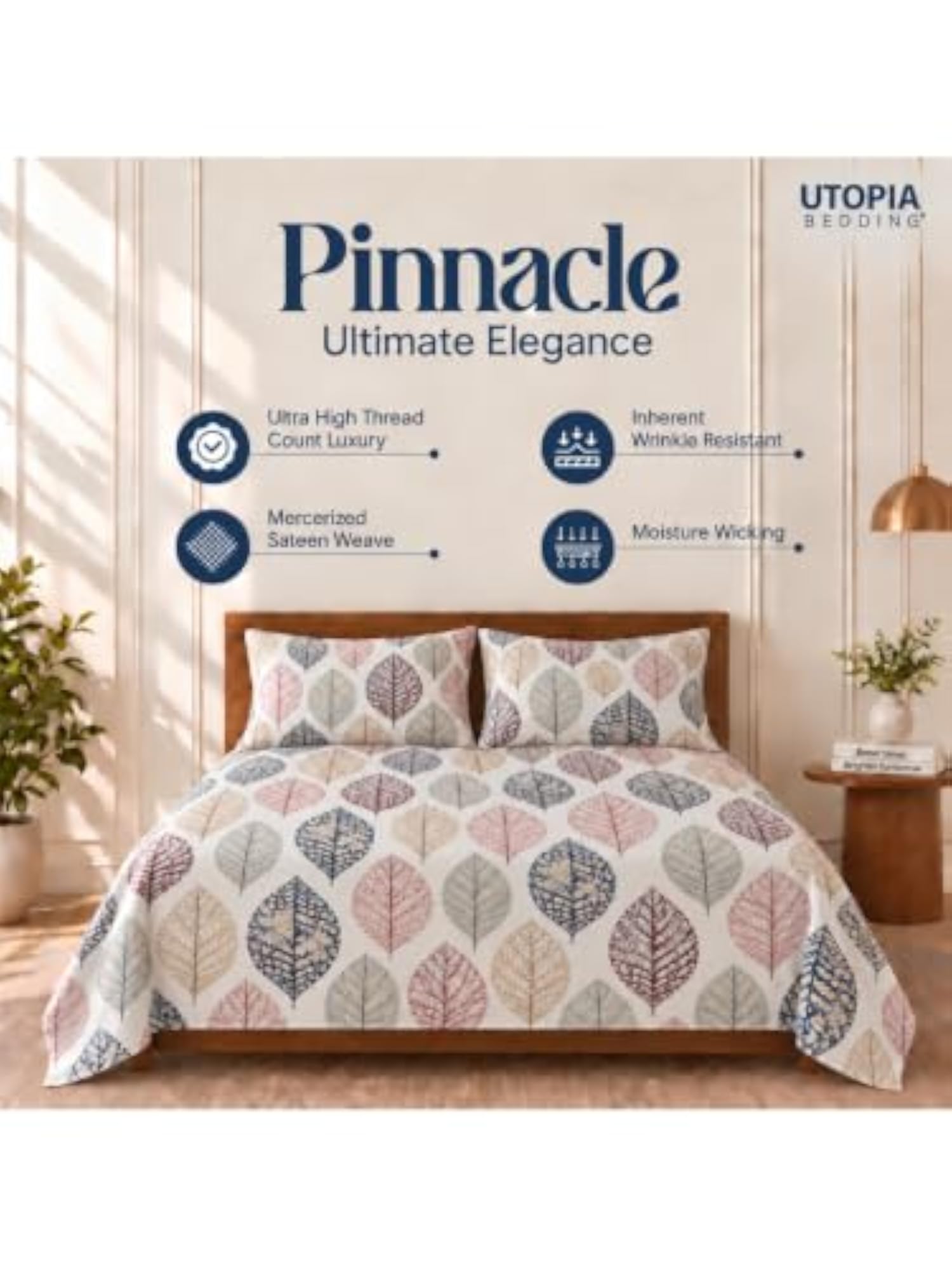 Soft Poly Cotton Floral Double Bed Bedsheet with 2 Pillow Covers