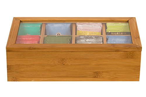 Sagler Tea Box Tea Storage Bamboo Natural, Nice Tea Chest Tea Packaging Good for Tea Bag Holder - Thumbnail 2