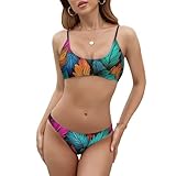 Hojas Coloridas Bikinis Mujer - Dos Piezas Modernos Y Estilosos para Disfrutar De La Playa Y Piscina L