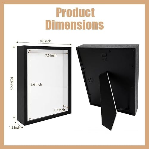 4 Pack Shadow Box Frame Display Cases, 8\"x 10\" Wood Deep Black Handicrafts Shadowbox Picture Frame for Flowers Jersey Baby Wedding Dress（Black） - Thumbnail 2