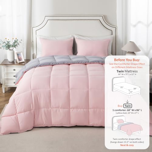 Image of KASENTEX Twin Comforter Set, Reversible, Goose Down Alternative, All Season