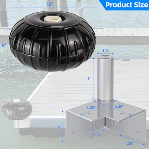 Corner Dock Bumper Wheels, Boat Dock Bumpers Wheel Rollers,Dock Wheel Bumper Fender for Docking Boat,Inflatable 12",Smooth Rolling,Marine Grade,with Heavy-Duty Hardware-Black by JYINCPED - Image 5