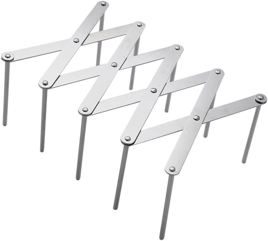 Operitacx Foldable Pot Lid Organizer Rack for Kitchen Use, Stainless Steel Pan and Pressure Cooker Holder, Retractable Design, Easy to Clean and Space-saving Storage Solution