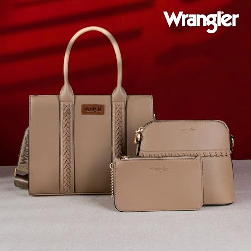 Image of Wrangler 3PCS Purses for Women Tote Bag Crossbody Handbag and Wallet Set with Guitar Strap
