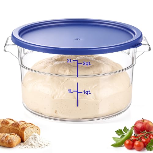 Ziliny 1 Pcs 2 Qt Dough Proofing Container with Lid and Blue Scale, Blue