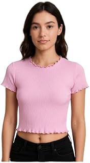 LIBA CREATIONS Solid Round Neck Stuff Sleeves Polka Dot Crop Tops for Women Price In India
