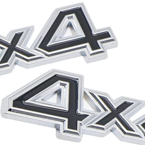 Image of 2 pcs 3D Zinc Alloy Chrome 4X4 Emblem, Fit for /SUV /Pickup 4Wd Universal Car Side Fender Trunk Emblem Badge Sticker Decals(Silver Black)