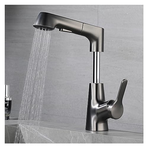 Robinet de lavabo de salle de bains extractible noir eau chaude