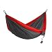 Honest Outfitters Single Camping Hammock With Basic Hammock Tree Straps,Portable Parachute Nylon Hammock for Backpacking travel Red/Charcoal 55"W x 108"L
