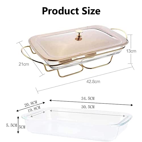 ywewsq Isolierte Glaswaren Grill-Fischofen, Buffetwärmer, Edelstahl mit Deckel und Ofen Glas-Heizplatte… – Bild 3