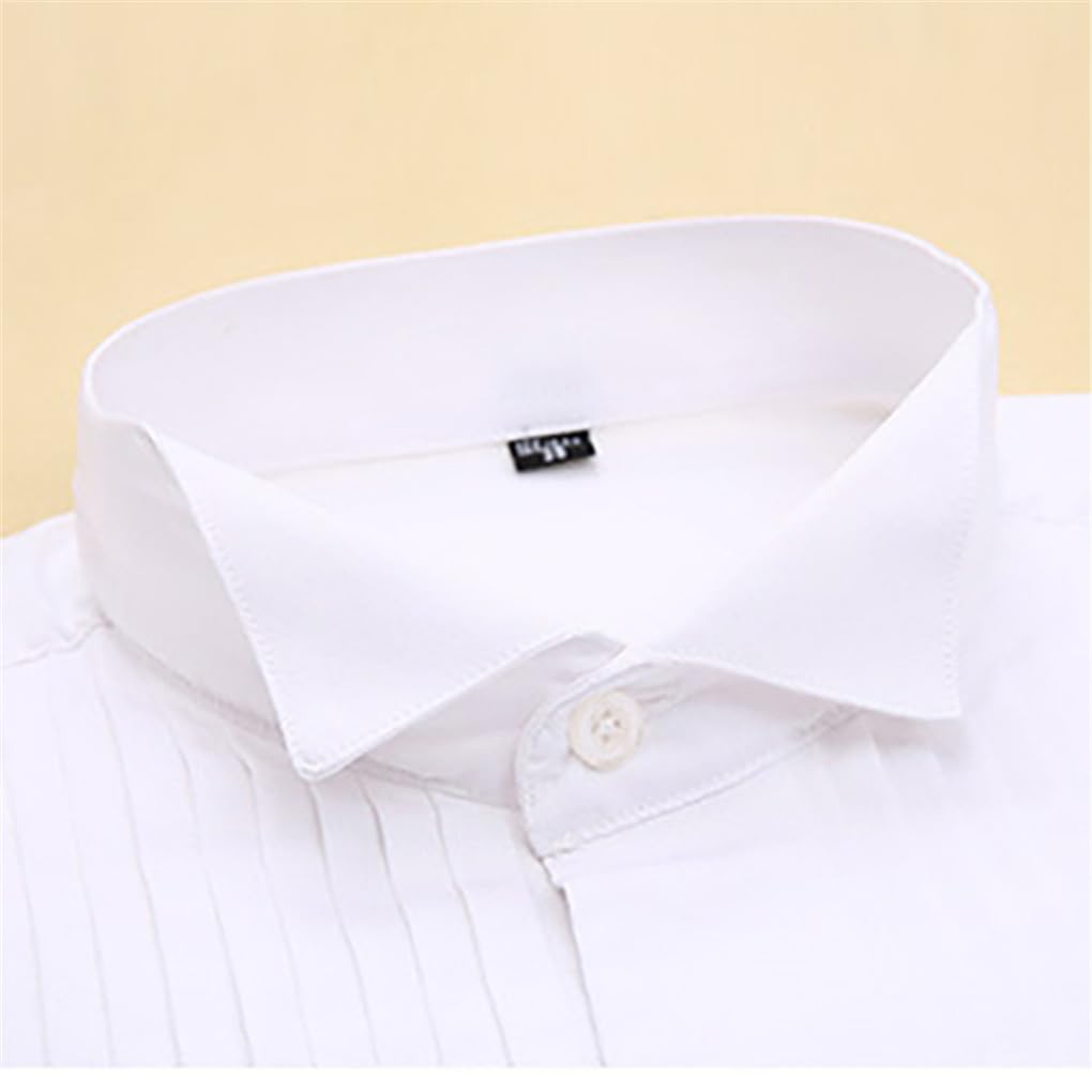 keusyoi Camicia da Smoking da Uomo A Maniche Lunghe da Uomo con Polsini alla Francese, Camicie da Sposa con Papillon Rosso Nero