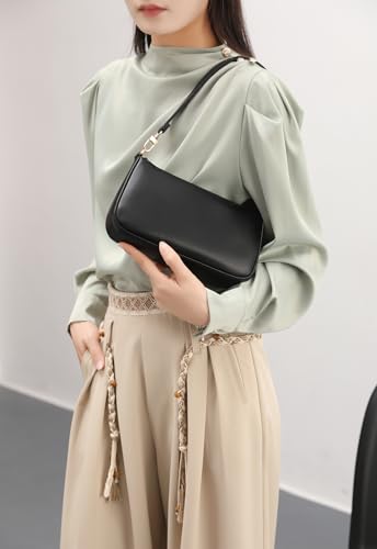 Image of Shoulder Bag for Women Retro Vegan Leather Classic Clutch Tote HandBags Purses with Zipper Closure