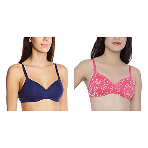Image of Amante Women's Bra Pack of 2-Azalea-Ecru Pr + Dark Blue 38C