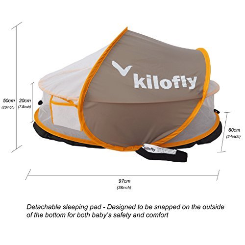 kilofly Baby Toddler Instant Pop Up Portable UPF 35+ Travel Beach Tent + 2 Pegs - Thumbnail 5