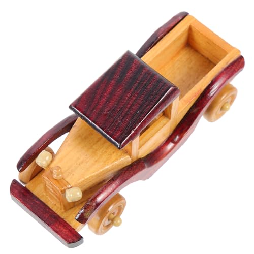 lurrose 木製レトロカー模型 インテリア装飾用デスクトップオーナメント ヴィンテージ風木工芸品 家やオフィス向け で丈夫な木製車飾り