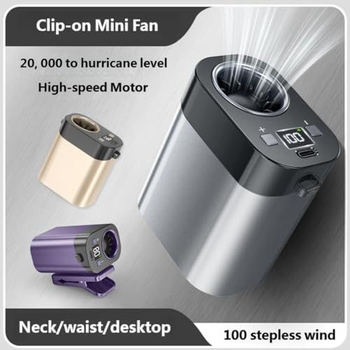 Ventilateur rechargeable à clipser USB extérieur portable à vitesse variable continue