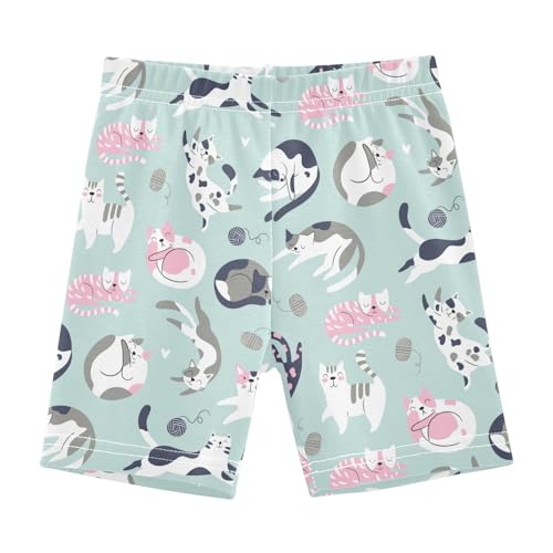 CaTaKu Girls Bike Shorts Cotton Cartwheel Shorts for Girls Toddler Cute Cats Scandinavian Clothes Size 4-10Y