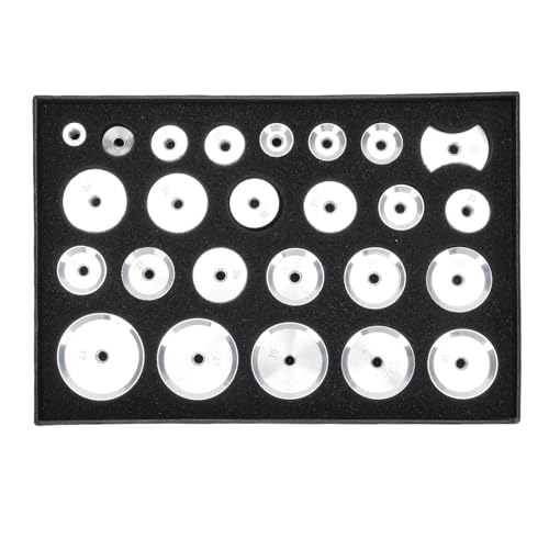 JGGLD 25pcs 腕時計ケースプレスダイキット 時計裏蓋閉め器 時計プレス金型セット アルミニウム 腕時計工具 時計修理ツール